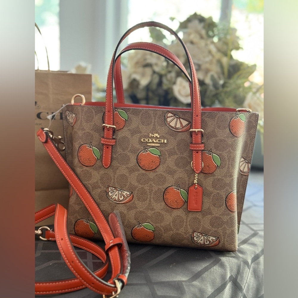 Coach Mollie Brown and Orange Women's Small Tote  Bag